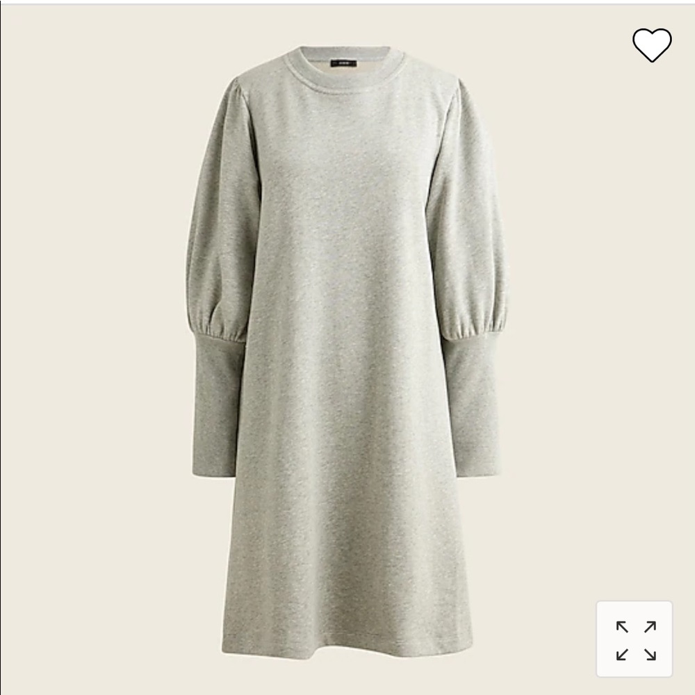 J crew original cotton terry puff sleeve sweater dress pale pink